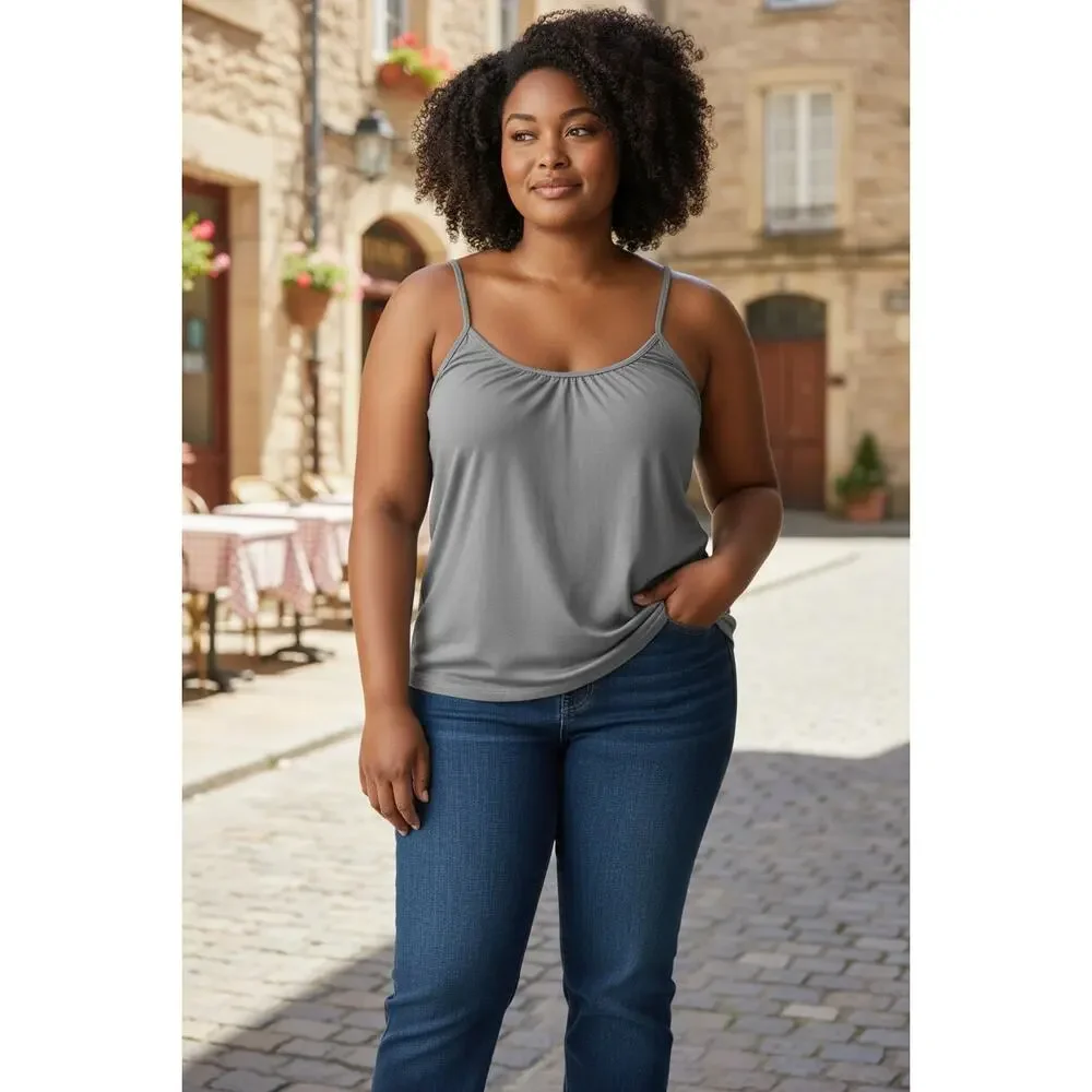 LILYBRAS Bralette Top Tank Size XL Gray Built in Bra w/ Bust Pads - Picture 2 of 5